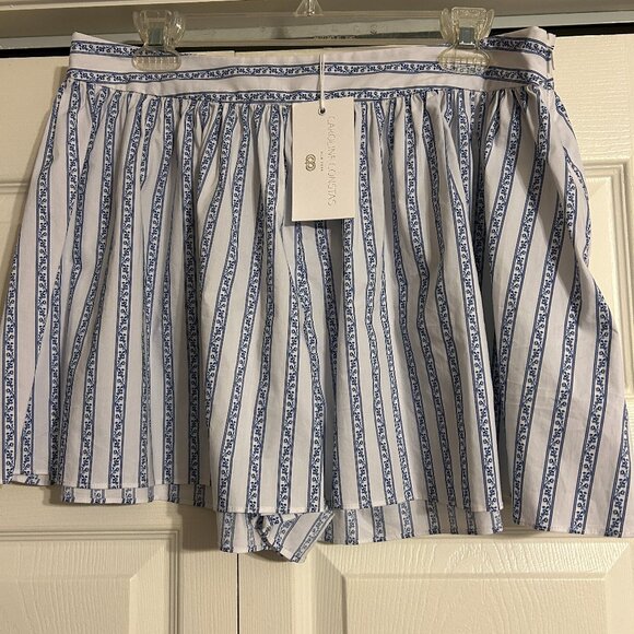 NWT CAROLINE CONSTAS Sz L White/Blue Teagen Floral Shorts - Picture 1 of 8
